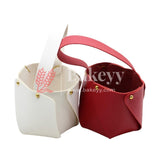 Bucket-shaped Portable PU Leather Gift Bag Bouquet Packaging Waterproof Flower Arrangement Birthday Wedding Holiday Party Florist Supplies | Pack of 10 - Bakeyy.com - India - Bucket-shaped Portable PU Leather Gift Bag Bouquet Packaging Waterproof Flower Arrangement Birthday Wedding Holiday Party Florist Supplies | Pack of 10 - White