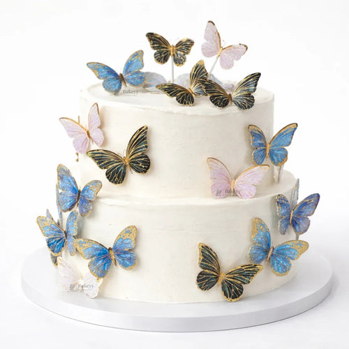 Gold-Embossed Vein Butterfly Toppers | Metallic Wing Line Detailing | Elegant Cake & Dessert Décor | Multiple Design Options Available | Pack of 10