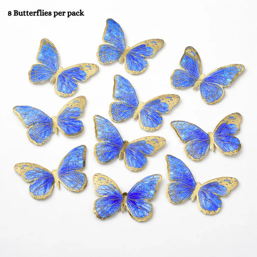 Gold-Embossed Vein Butterfly Toppers | Metallic Wing Line Detailing | Elegant Cake & Dessert Décor | Multiple Design Options Available | Pack of 10