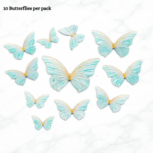 Gold-Embossed Vein Butterfly Toppers | Metallic Wing Line Detailing | Elegant Cake & Dessert Décor | Multiple Design Options Available | Pack of 10