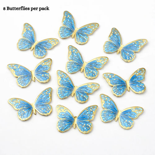Gold-Embossed Vein Butterfly Toppers | Metallic Wing Line Detailing | Elegant Cake & Dessert Décor | Multiple Design Options Available | Pack of 10
