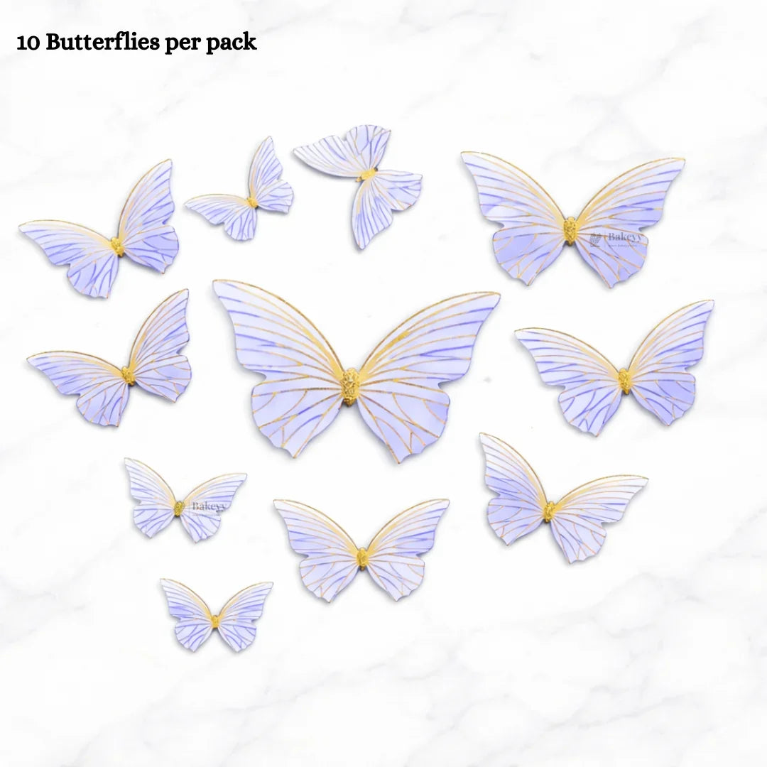 Gold-Embossed Vein Butterfly Toppers | Metallic Wing Line Detailing | Elegant Cake & Dessert Décor | Multiple Design Options Available | Pack of 10