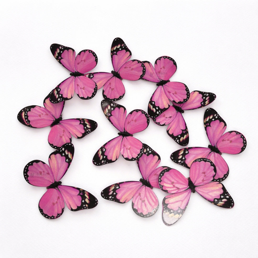 3D Black-Edged - Pastel Inside Print Butterfly Cake Toppers | Elegant Decoration for Cakes, Cupcakes & Desserts | Multiple Color Options Available | Pack of 1