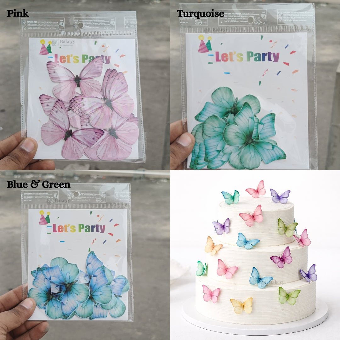 Leaf-Vein Butterfly Cake Toppers | Nature-Inspired Gradient Wing Design | Multiple Color Options Available | Pack of 1