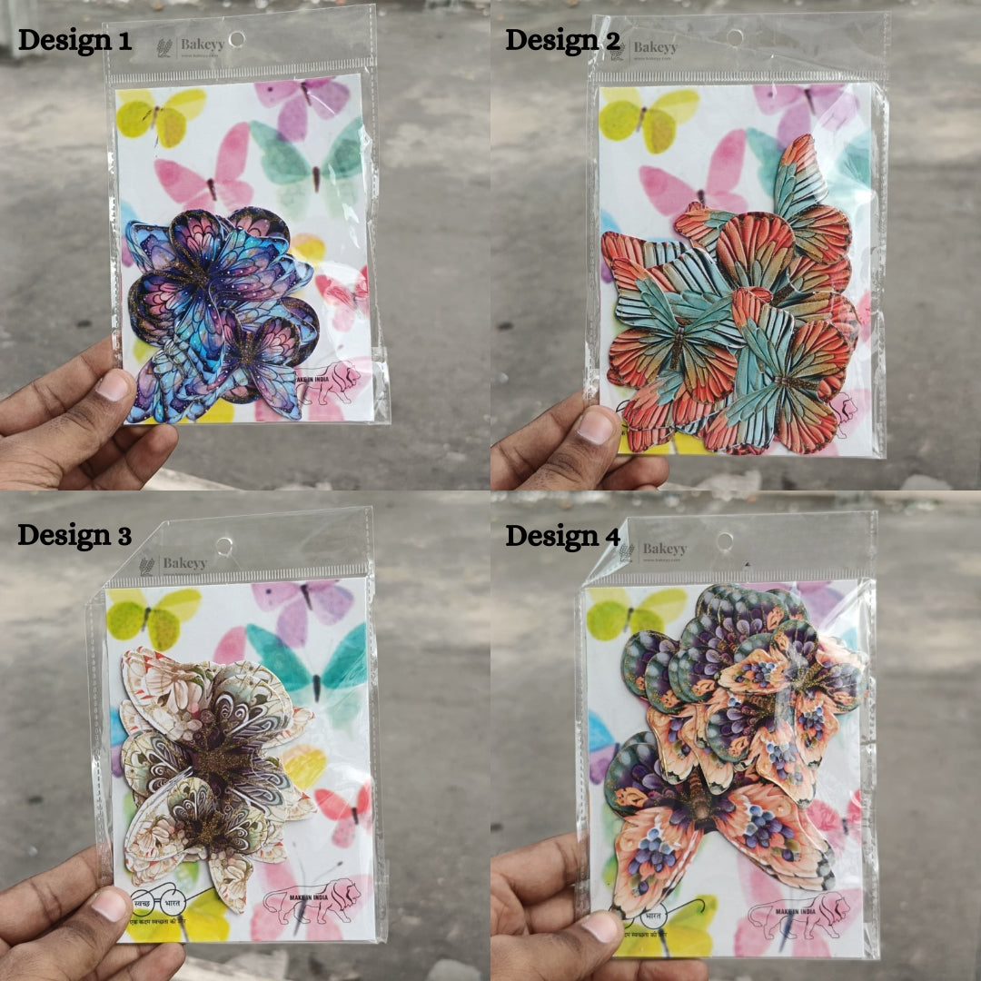 Glitter-Core Butterfly Cake Toppers | Shimmered Body with Fine Line Wing Design | Multiple Print Options Available | Pack of 1