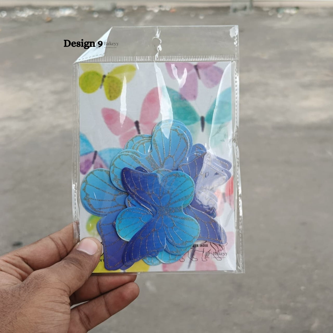 Glitter-Core Butterfly Cake Toppers | Shimmered Body with Fine Line Wing Design | Multiple Print Options Available | Pack of 1