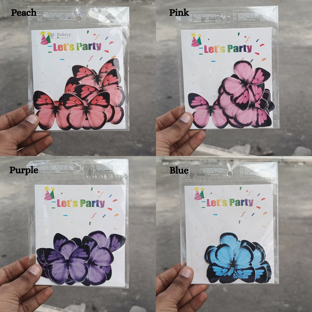 Black-Edged Heartwing Butterfly Toppers | Dual-Tone Gradient Wings with Bold Outline | Multiple Color Options Available | Pack of 1