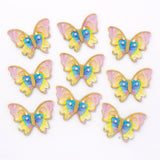 Rainbow Butterfly Cake Toppers with Gold Glitter Detailing | Elegant Decoration for Cakes, Cupcakes & Desserts | Pack of 10