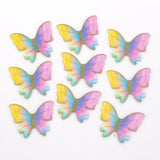 Rainbow Butterfly Cake Toppers with Gold Glitter Detailing | Elegant Decoration for Cakes, Cupcakes & Desserts | Pack of 10