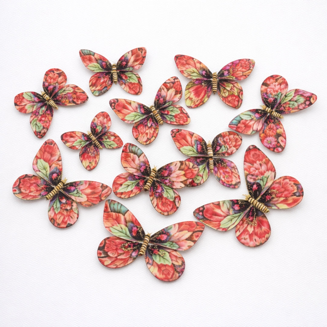 Glitter-Core Butterfly Cake Toppers | Shimmered Body with Fine Line Wing Design | Multiple Print Options Available | Pack of 1