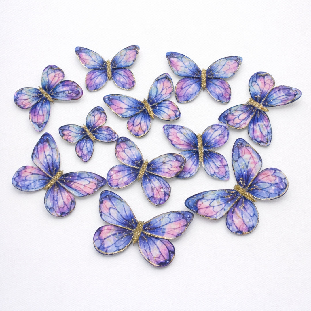 Glitter-Core Butterfly Cake Toppers | Shimmered Body with Fine Line Wing Design | Multiple Print Options Available | Pack of 1