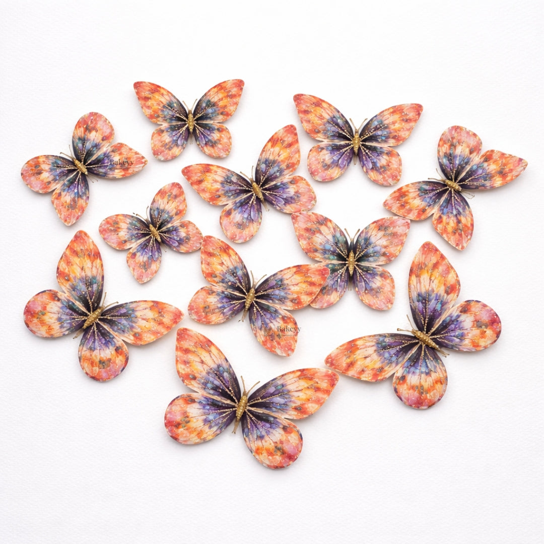 Glitter-Core Butterfly Cake Toppers | Shimmered Body with Fine Line Wing Design | Multiple Print Options Available | Pack of 1