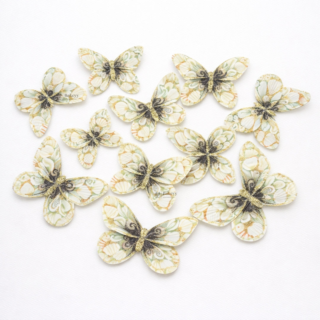 Glitter-Core Butterfly Cake Toppers | Shimmered Body with Fine Line Wing Design | Multiple Print Options Available | Pack of 1