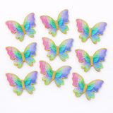 Rainbow Butterfly Cake Toppers with Gold Glitter Detailing | Elegant Decoration for Cakes, Cupcakes & Desserts | Pack of 10