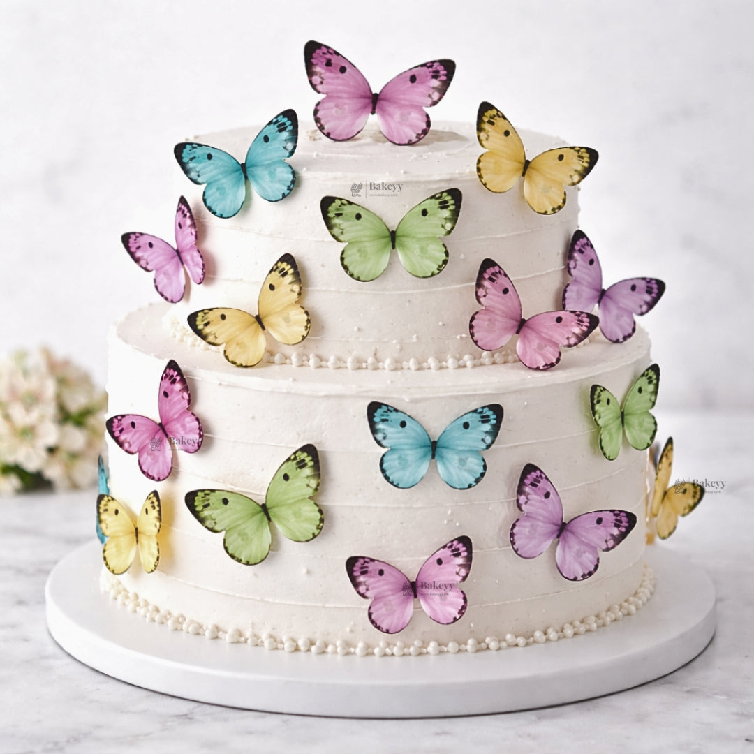 Watercolour-Blend Butterfly Cake Toppers | Soft Gradient Wings with Speckled Tips | Multiple Color Options Available | Pack of 1