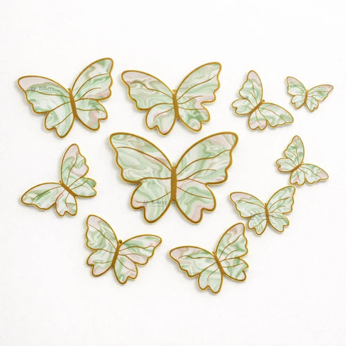 Golden-Embossed Blush Butterfly Toppers | Multiple Design Options Available | Premium Finish | Pack of 10