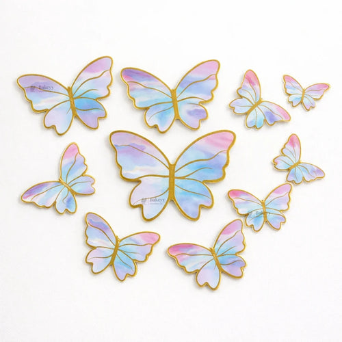 Golden-Embossed Blush Butterfly Toppers | Multiple Design Options Available | Premium Finish | Pack of 10