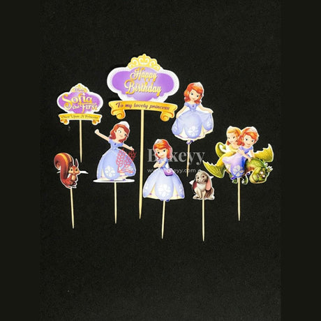 6pcs Sofia theme Birthday Cake Topper| Cupcake Toppers| Bday Decorations Items - Bakeyy.com - India - 6pcs Sofia theme Birthday Cake Topper| Cupcake Toppers| Bday Decorations Items - Default Title