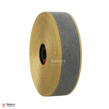 343 | Elastic Grey Ribbon with Gold Borders – 3cm | 18 Meter Roll