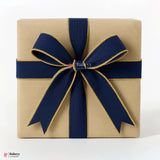 343 | Elastic Royal Blue Ribbon with Gold Borders – 3cm Width | 18 Meters Roll