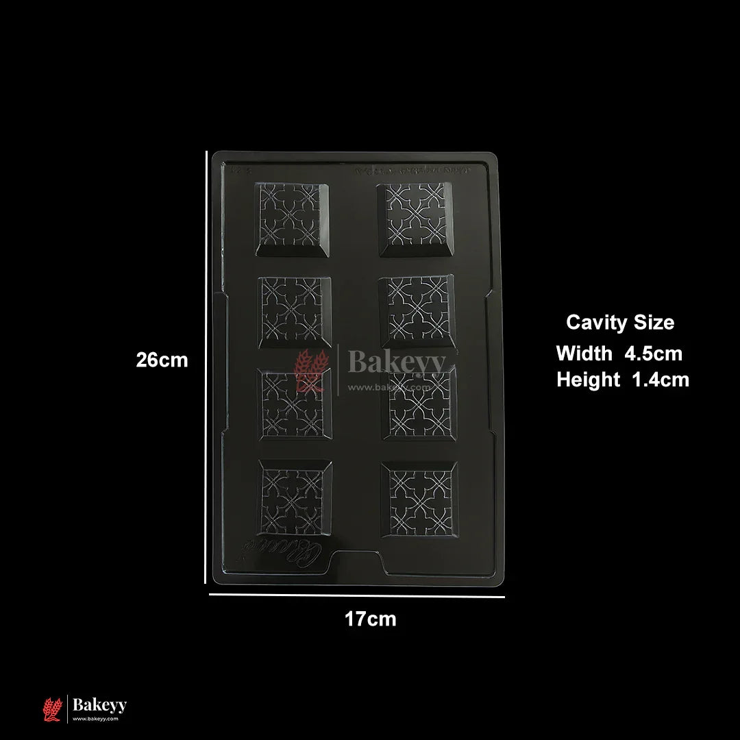 698 | Square Tile Pattern Chocolate Mould – 8 Cavity Cacao Mould