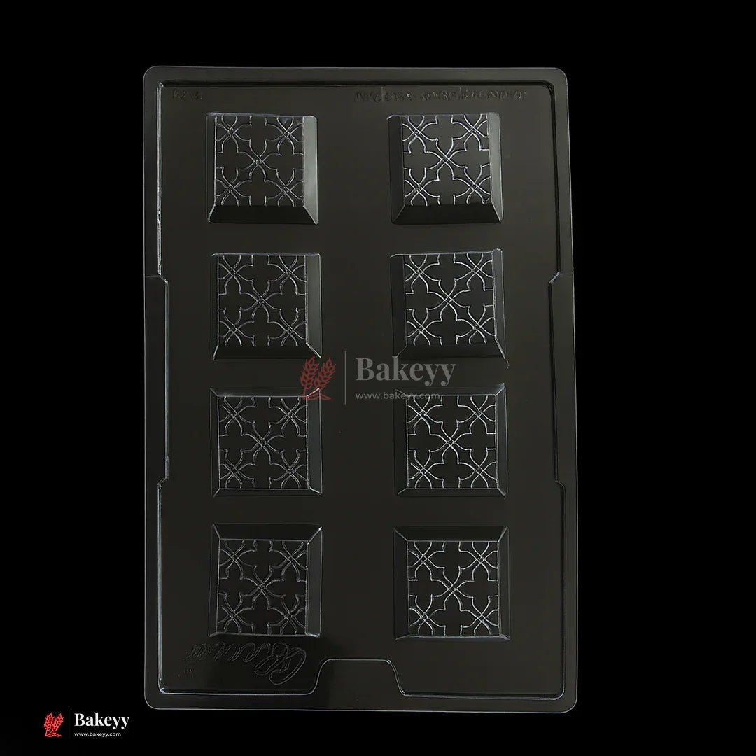 698 | Square Tile Pattern Chocolate Mould – 8 Cavity Cacao Mould