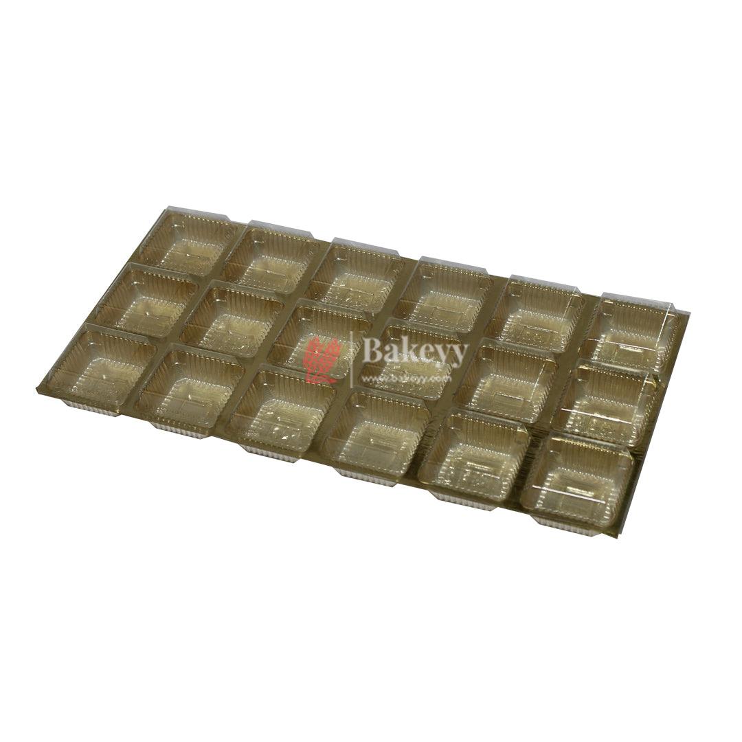 18 Cavity Gold Tray With Transparent Cap  | PACK OF 10 |