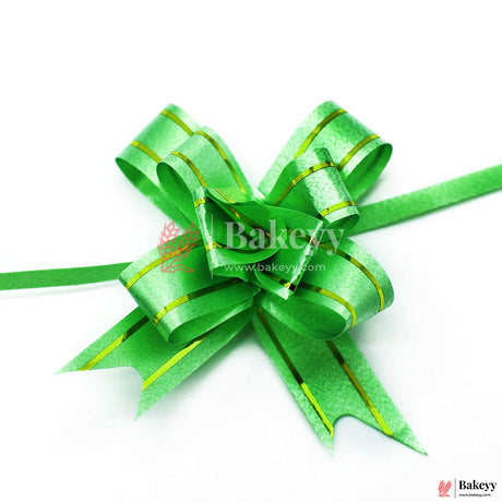 Premium Green Pull Up Ribbon for Gift Wrapping – Glossy Finish with Golden Edge (Pack of 10) - Bakeyy.com - India - Premium Green Pull Up Ribbon for Gift Wrapping – Glossy Finish with Golden Edge (Pack of 10) - 18.5cm