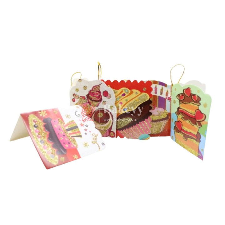 Cake Shape Tags | Eco-Friendly | Tags with Golden Thread - Bakeyy.com