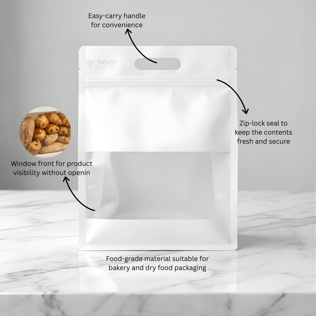 Zip Lock Bread Pouch with Window | Loaf Packaging | Zip-Lock Packaging | Pack of 50