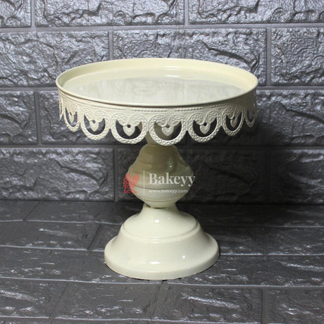Elegant Ivory Cake Stand With Decorative Trim | Perfect For Celebrations - Bakeyy.com - India - Elegant Ivory Cake Stand With Decorative Trim | Perfect For Celebrations - Small