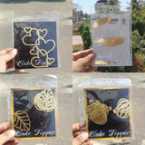 Gold Metallic Cake Topper Cutouts Set | Assorted Designs for Cake Decoration | Pack of 1