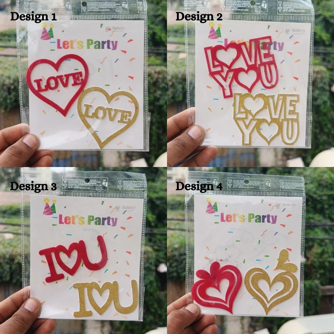 Love Theme Acrylic Cake Toppers & Party Decor Set | Assorted Romantic Designs for Cakes, Cupcakes & Desserts | DIY Love theme toppers | Pack of 1 - Bakeyy.com - India - Love Theme Acrylic Cake Toppers & Party Decor Set | Assorted Romantic Designs for Cakes, Cupcakes & Desserts | DIY Love theme toppers | Pack of 1 - Design 1 26.00