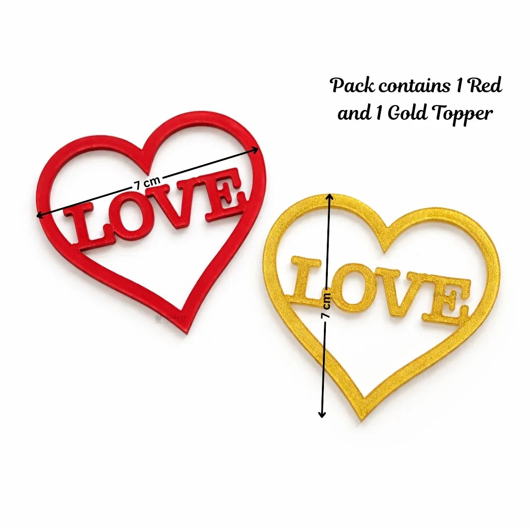 Love Theme Acrylic Cake Toppers & Party Decor Set | Assorted Romantic Designs for Cakes, Cupcakes & Desserts | DIY Love theme toppers | Pack of 1