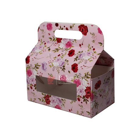 7x3.5x7 Inch | Hamper Box with Handle | Pack of 10 | Floral Treat Carry Box with Window |Perfect for Gifting and Valentine’s Day | - Bakeyy.com - India - 7x3.5x7 Inch | Hamper Box with Handle | Pack of 10 | Floral Treat Carry Box with Window |Perfect for Gifting and Valentine’s Day | - Default Title