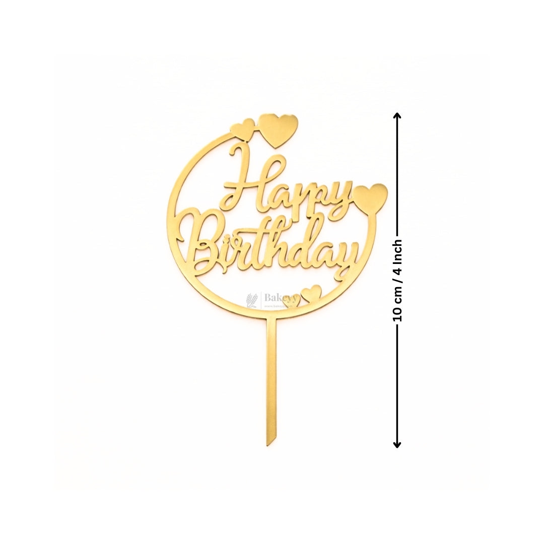 4 Inch | Happy Birthday Cake Topper | Multiple Designs Available | Pack of 5