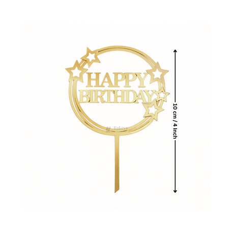 4 Inch | Happy Birthday Cake Topper | Multiple Designs Available | Pack of 5