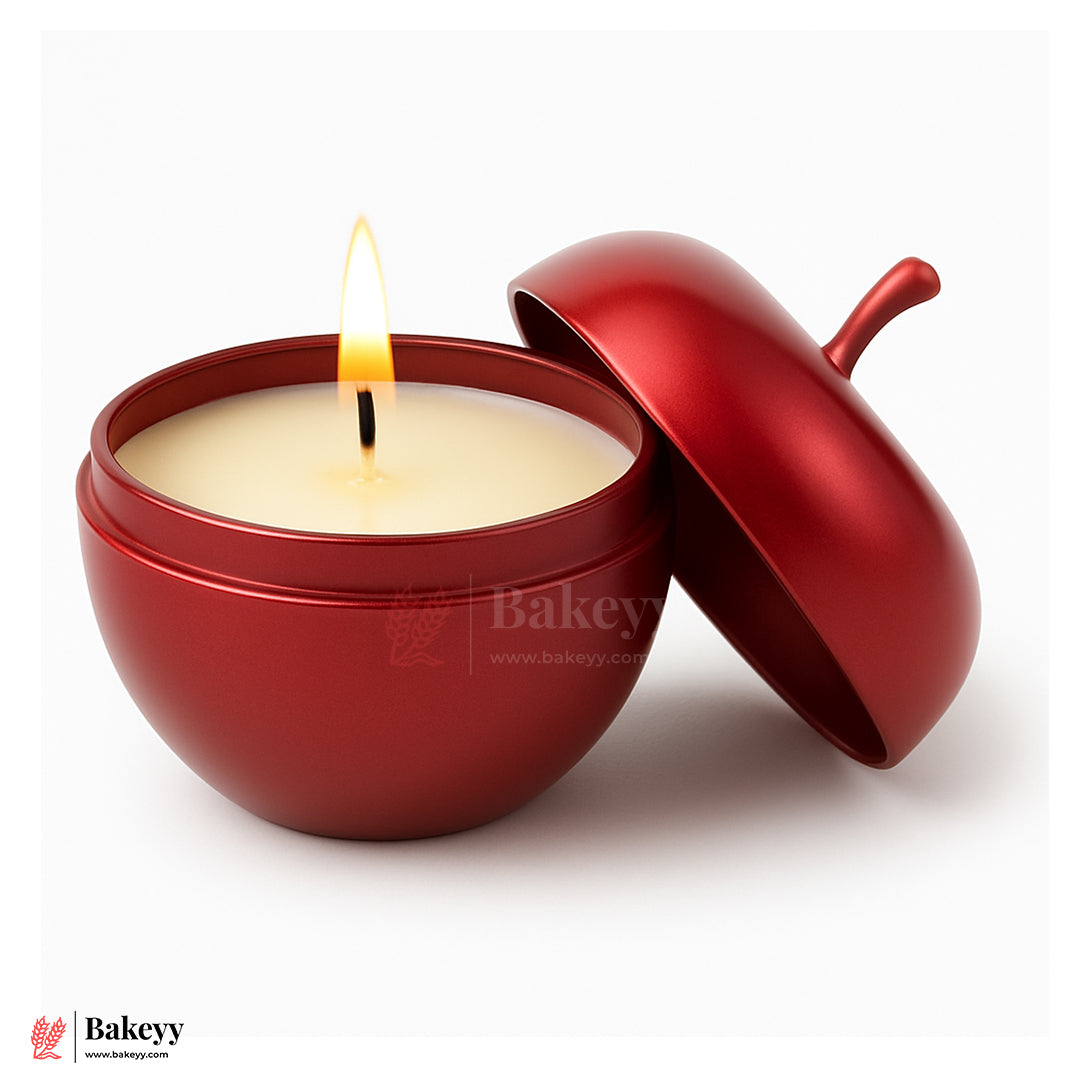 6cm Red Apple-Shaped  Empty Candle Tin | Reusable Decorative Container for Scented Candles, Gifts & Storage| Pack Of 12