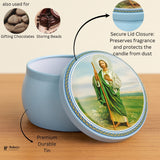 Printed Candle Tin Boxes | Jesus & Mother Mary Round Tin Container | Pack of 12