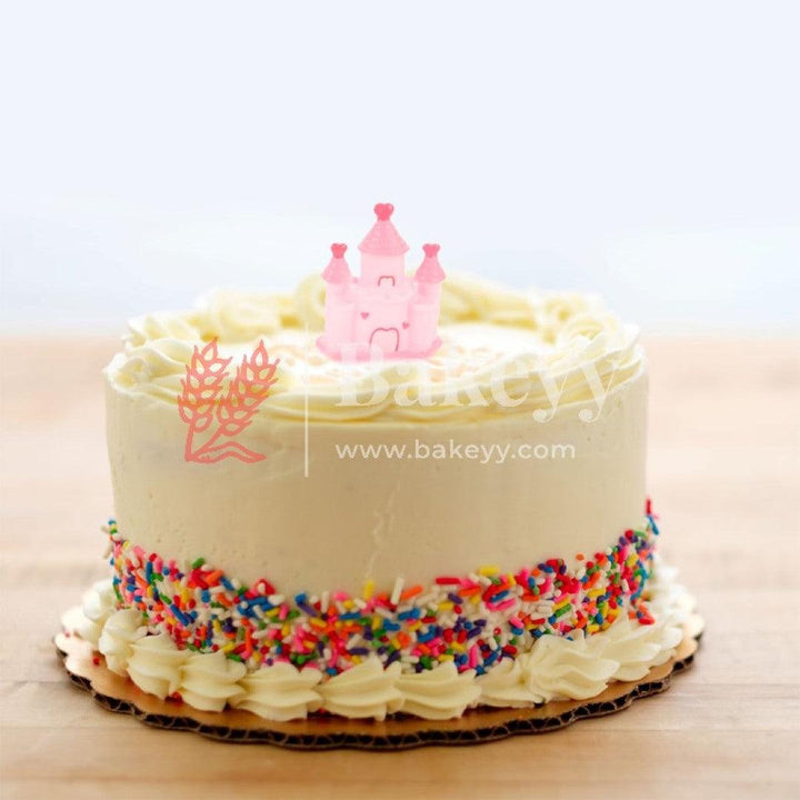 Castle Fairy Tale Cake Topper Pink | Doll Cake Topper - Bakeyy.com