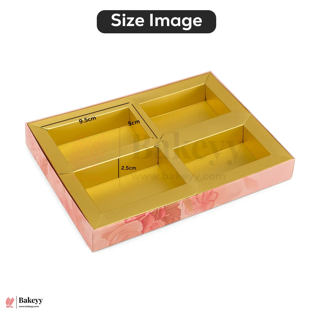 24x16x2.5 cm | Delicious Delight 4 Cavity Dry Fruit Gift Box | Decorative Festive Packaging | Pack of 10