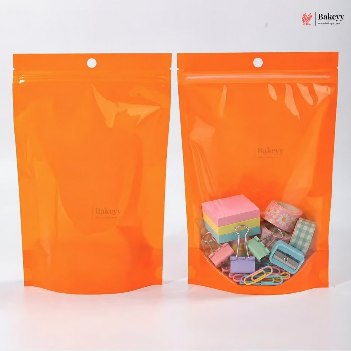 Transparent Front with Pastel Stand-Up Ziplock Pouch | Multiple Colors | Pack of 100