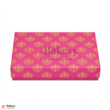 One Kg Sweet Box | 10.5x7.5x1.5 Inch |  Royal Pink & Gold Sweet Box with Golden Tray 1 Piece