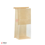 16x26x13cm Kraft Bread Bags with Transparent Window – Food-Grade & Stylish | Kraft Paper Pouches for Fresh Bakes | Baked Foods Packaging Storage | Pack Of 50