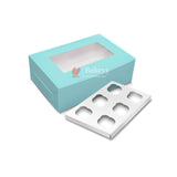 6 Cupcake Box | With Window | Sky Blue Color | - Bakeyy.com - India - 6 Cupcake Box | With Window | Sky Blue Color | - Pack of 10