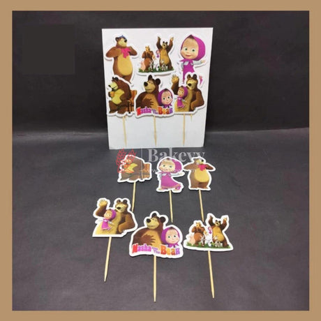 6pcs Masha and the Bear theme Birthday Cake Topper| Cupcake Toppers| Bday Decorations Items - Bakeyy.com - India - 6pcs Masha and the Bear theme Birthday Cake Topper| Cupcake Toppers| Bday Decorations Items - Default Title