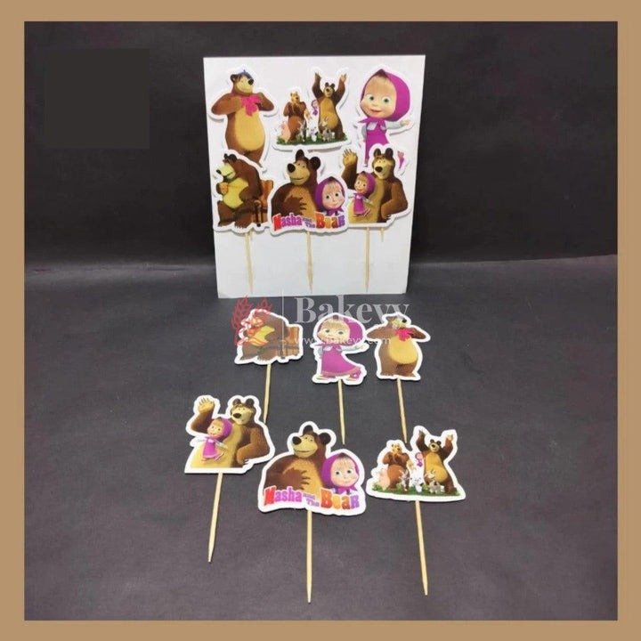 6pcs Masha and the Bear theme Birthday Cake Topper| Cupcake Toppers| Bday Decorations Items - Bakeyy.com