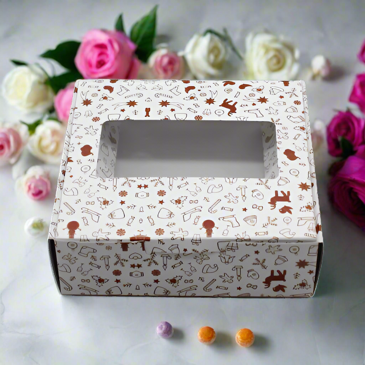 Chiristmas White Brownie Box | Pack Of 10 (6.5" X 6.5 X 2) Inch - Bakeyy.com