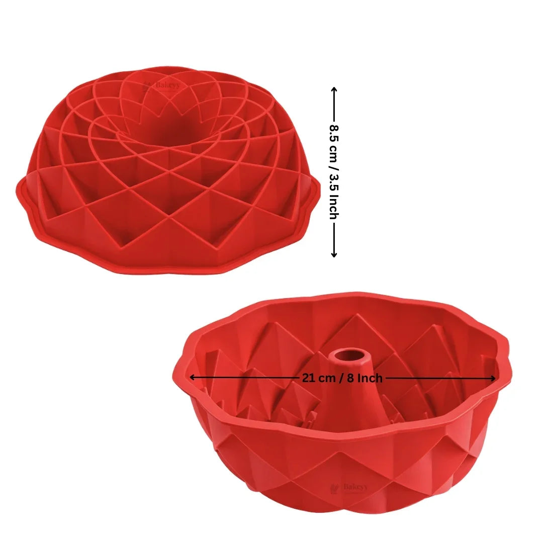 Geometric Dome Silicone Cake Mould | Diamond Pattern Bundt Design | Pack of 1