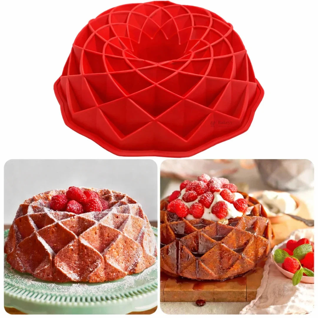Geometric Dome Silicone Cake Mould | Diamond Pattern Bundt Design | Pack of 1